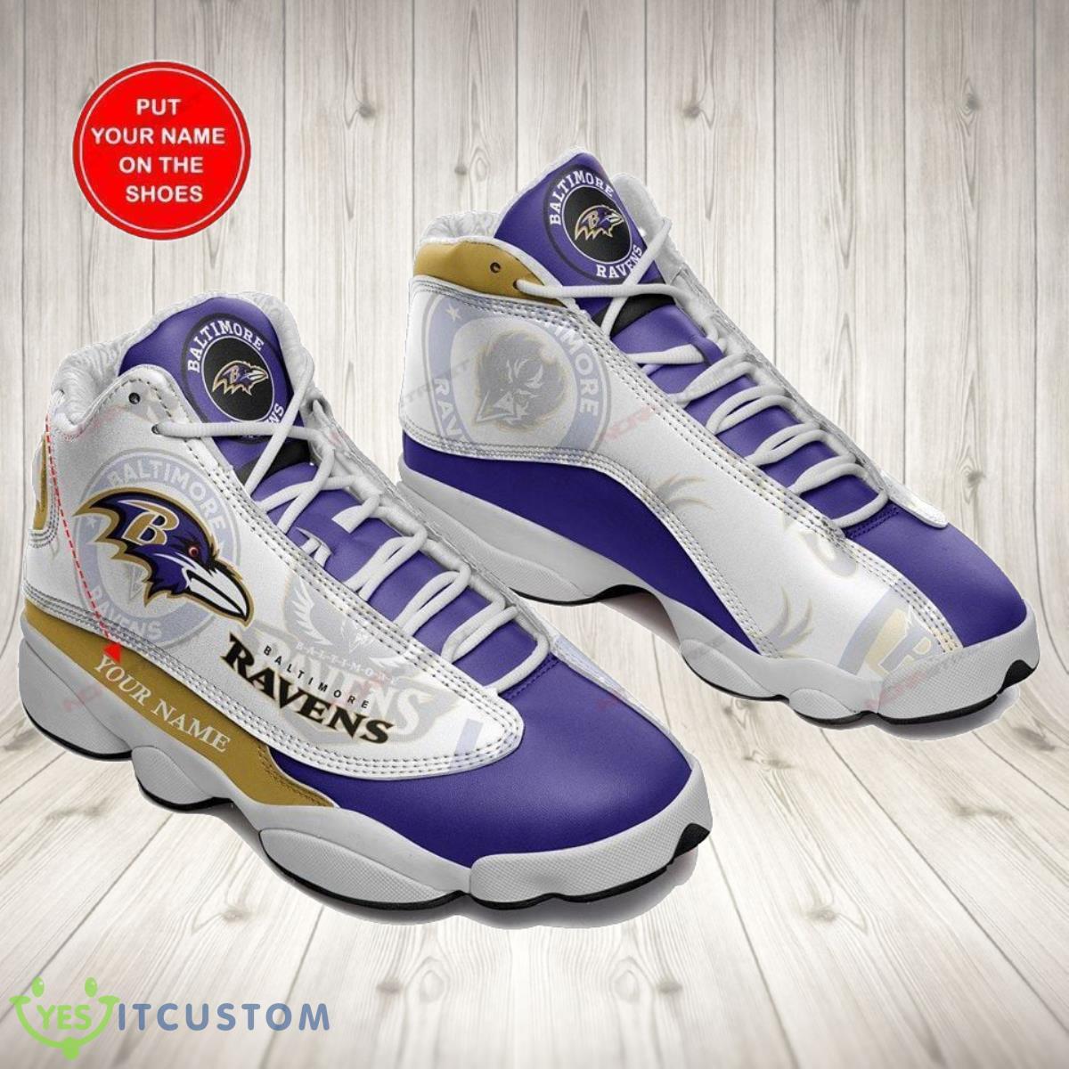 baltimore ravens football team air jordan 13 custom name sneakers best gift for fans