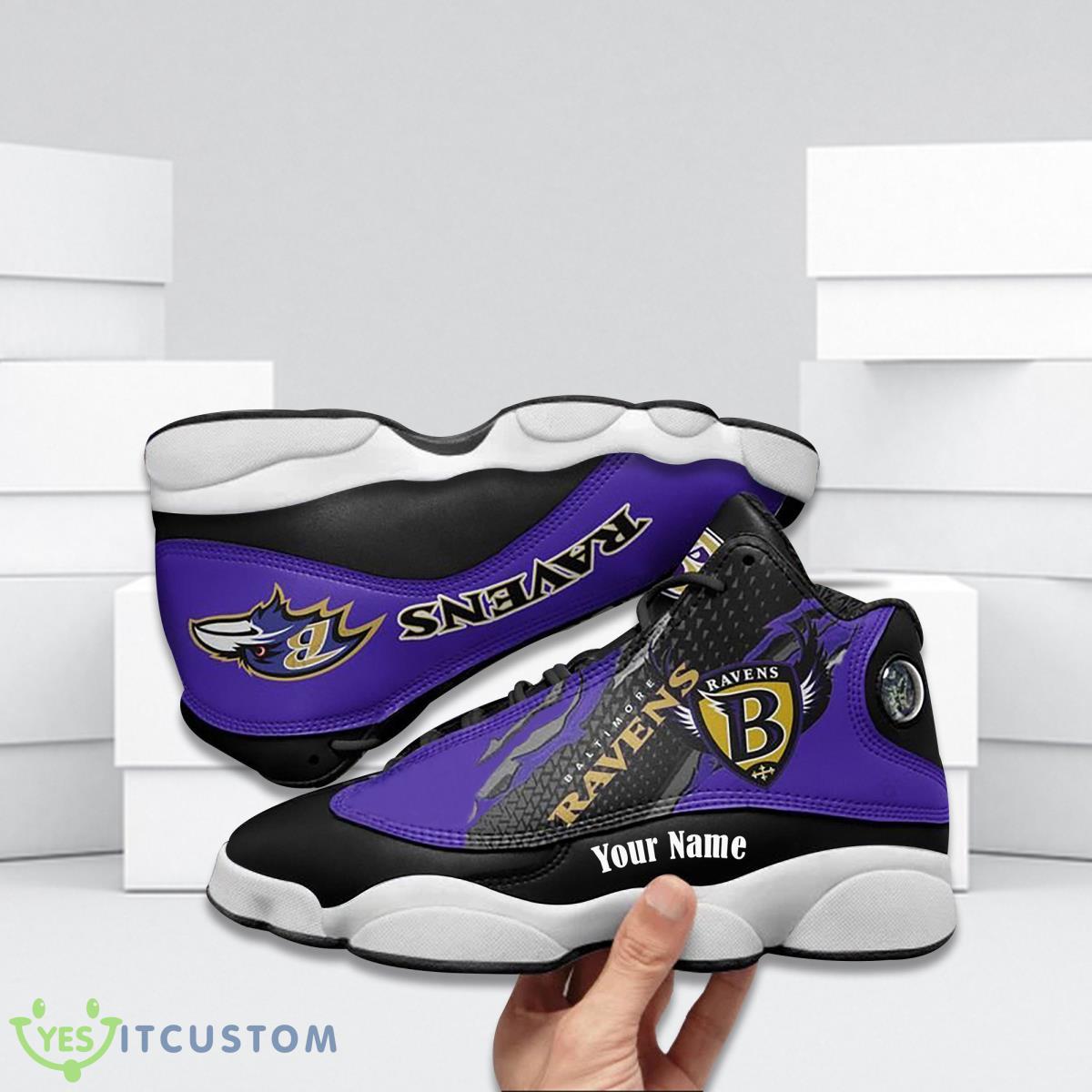 baltimore ravens football team custom name air jordan 13 running shoes style gift for fans