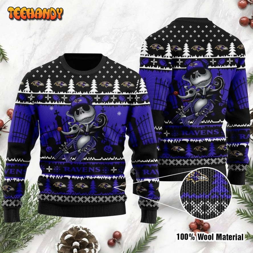 baltimore ravens jack skellington halloween holiday party ugly sweater umaur