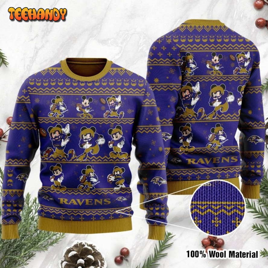 baltimore ravens mickey mouse holiday party ugly christmas sweater l8ga9