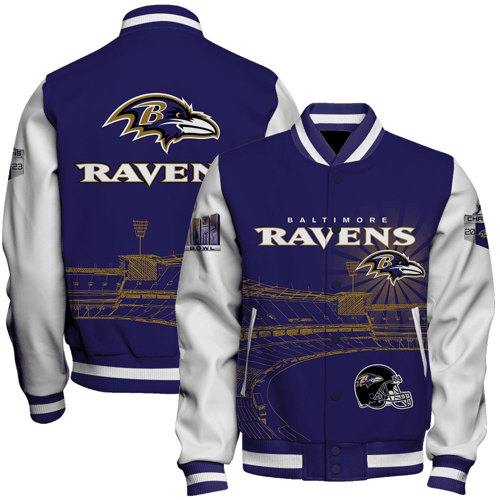 baltimore ravens nfl 2023 nfl baseball varsity jacket baseball jacket all over print otrpz