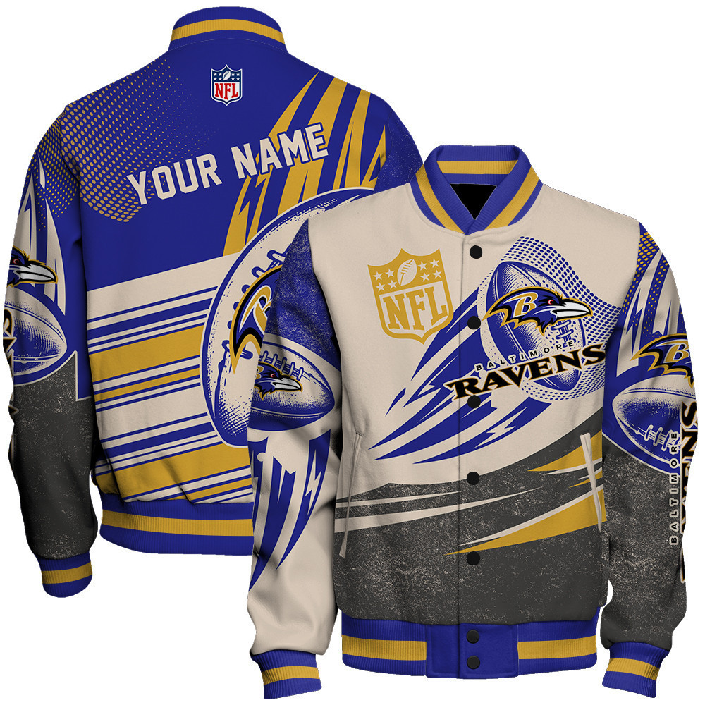 baltimore ravens nfl customized baseball varsity jacket baseball jacket all over print v10 pyho5