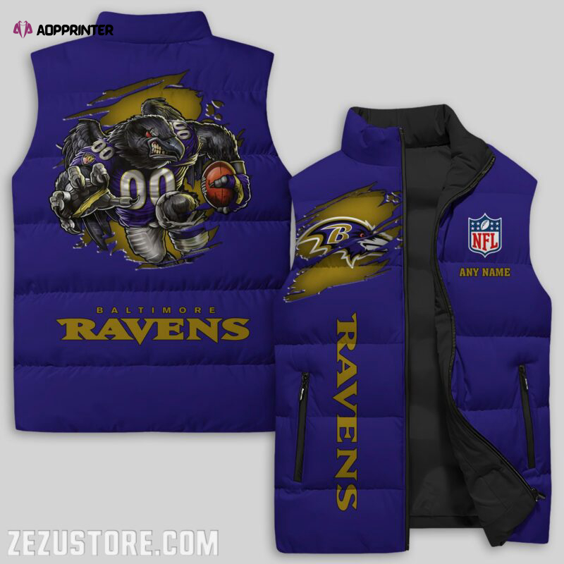 baltimore ravens nfl sleeveless puffer jacket custom for fans spj1707