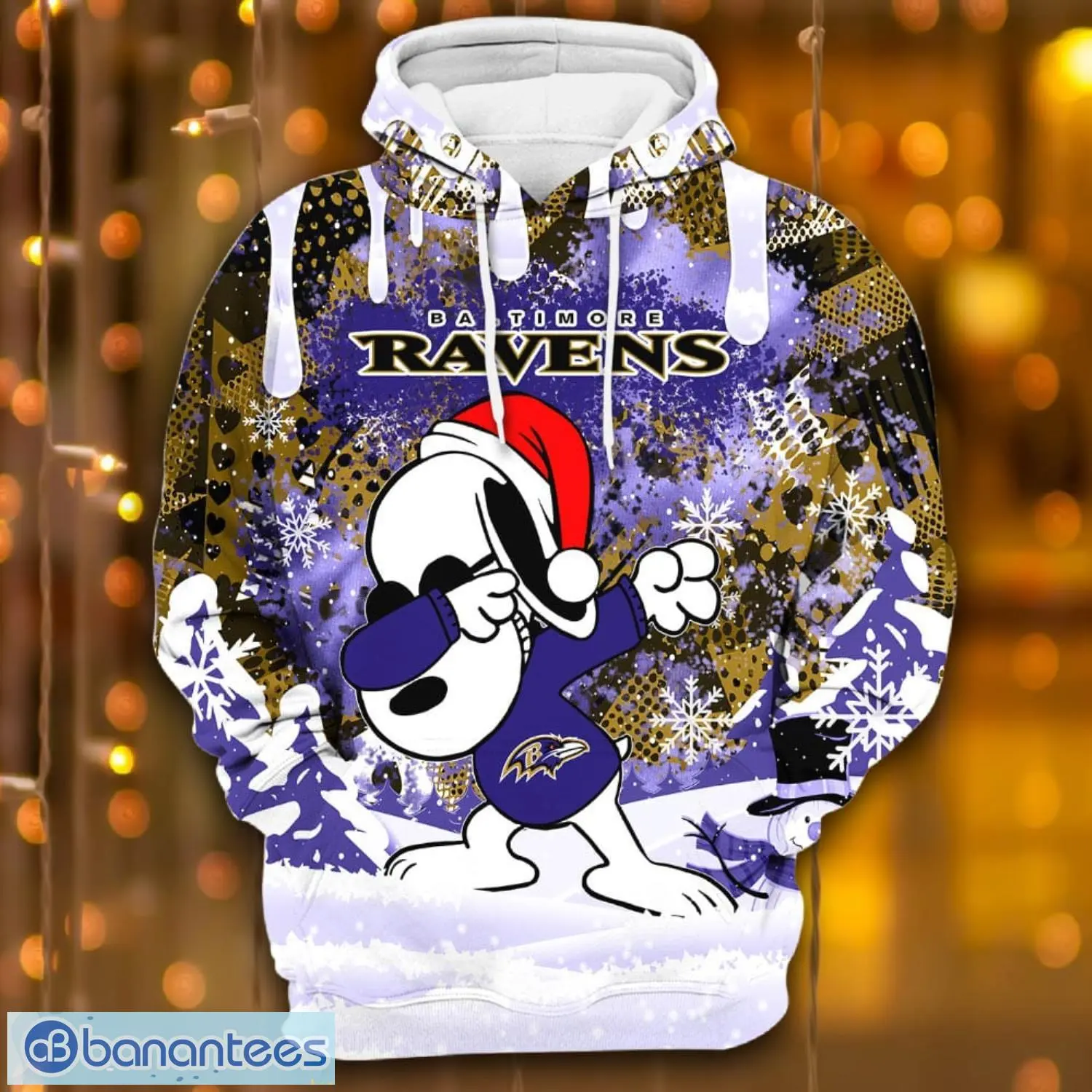 baltimore ravens snoopy dabbing the peanuts sports football american christmas all over print 3d hoodie 2