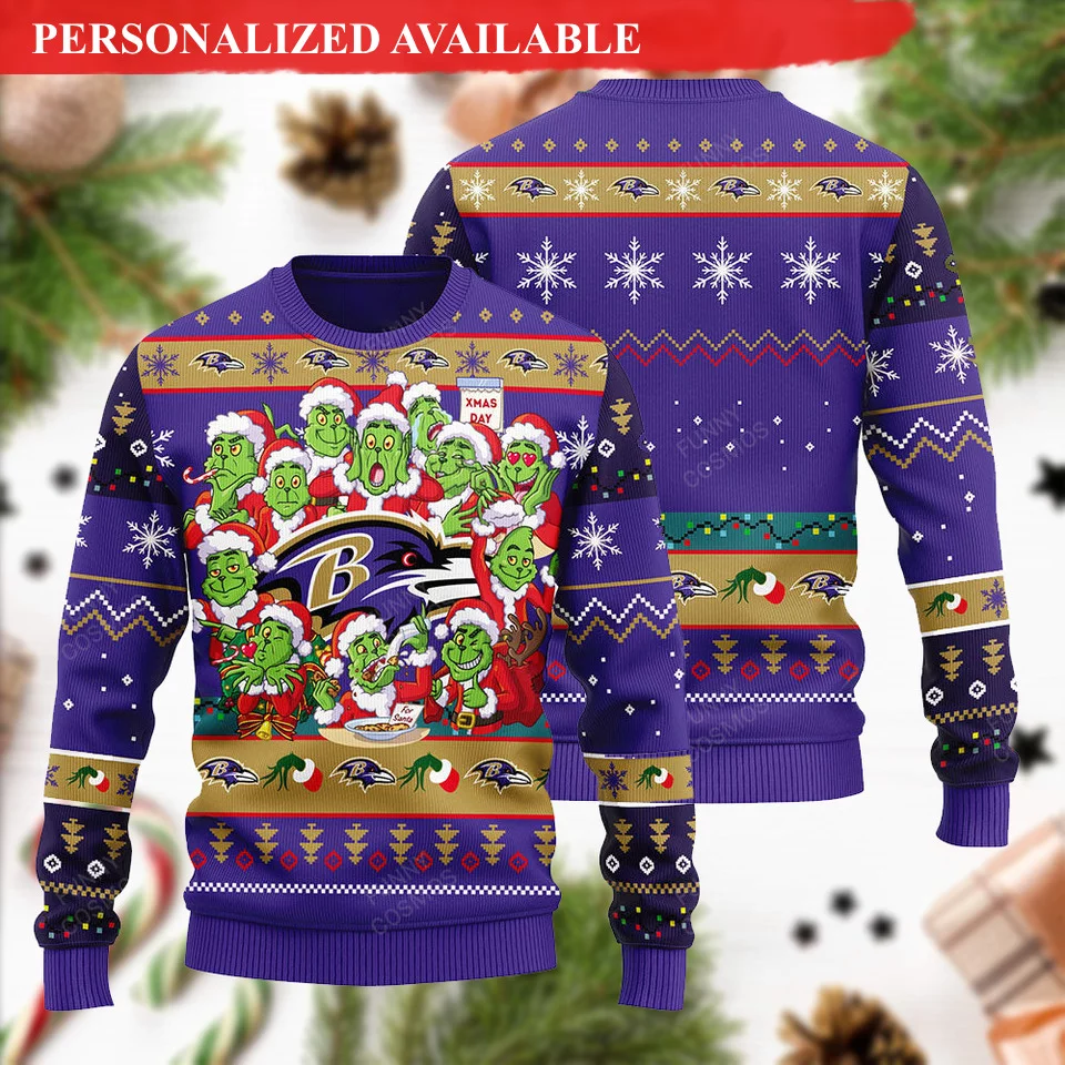 baltimore ravens grin football christmas ugly sweater sweatshirt 2809