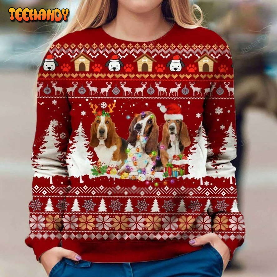 basset hound dog ugly sweater ugly sweater christmas sweaters ujt9m