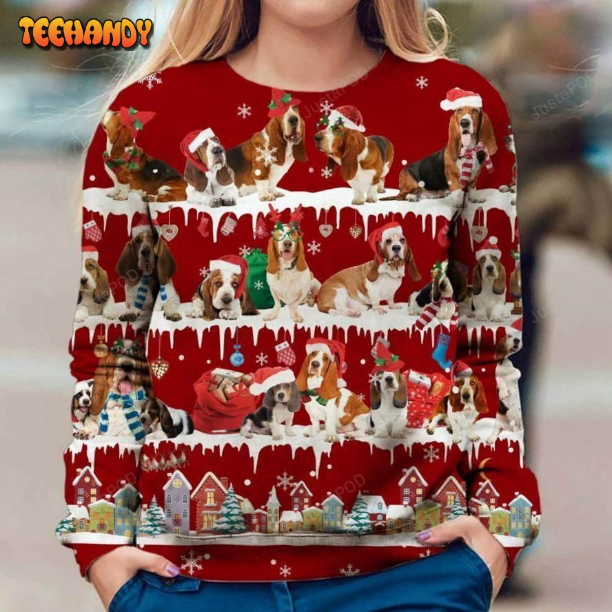 basset hound snow christmas ugly sweater ugly sweater zqi1n