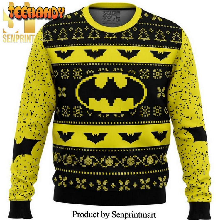 batman dc logo pattern knitted ugly christmas sweater l4k18