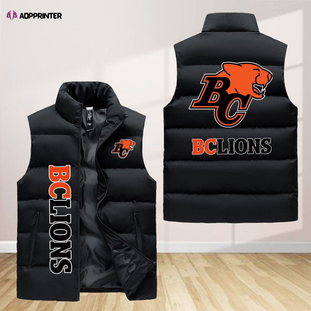 bc lions sleeveless puffer jacket custom for fans gifts