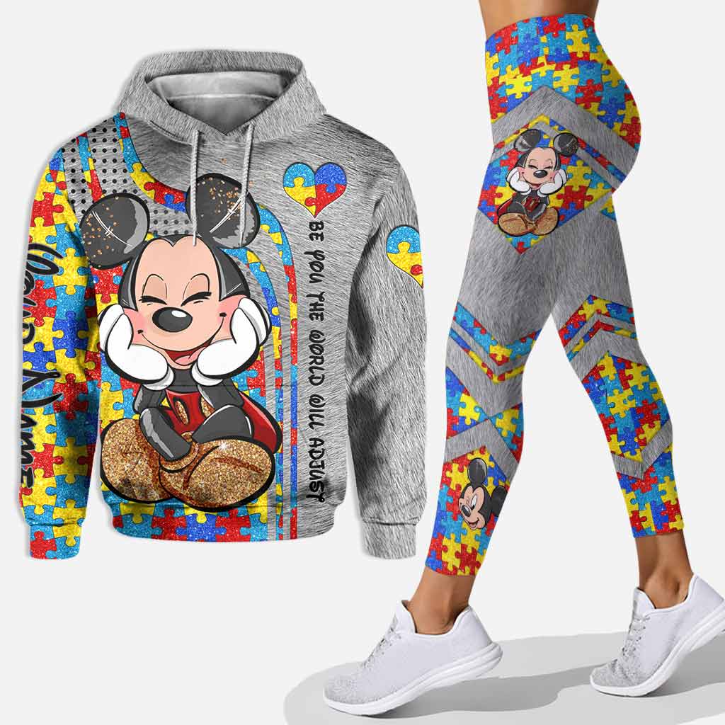 be you the world will adjust personalized autism awareness hoodie leggings gift for mickey mouse disney lovers autism awareness hoodie gift 313 hcstewz59