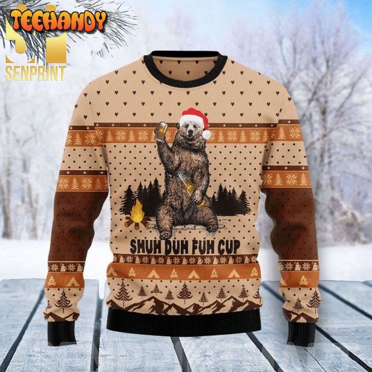 bear camping christmas shuh duh fuh cup ugly wool sweater 2ca3p