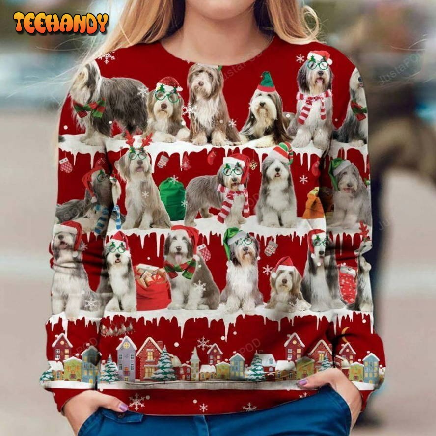 bearded collie snow christmas ugly sweater ugly sweater y65p3