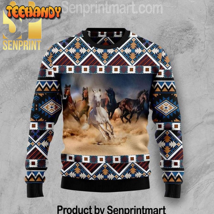 beautiful horses pattern knit christmas sweater 6iucu