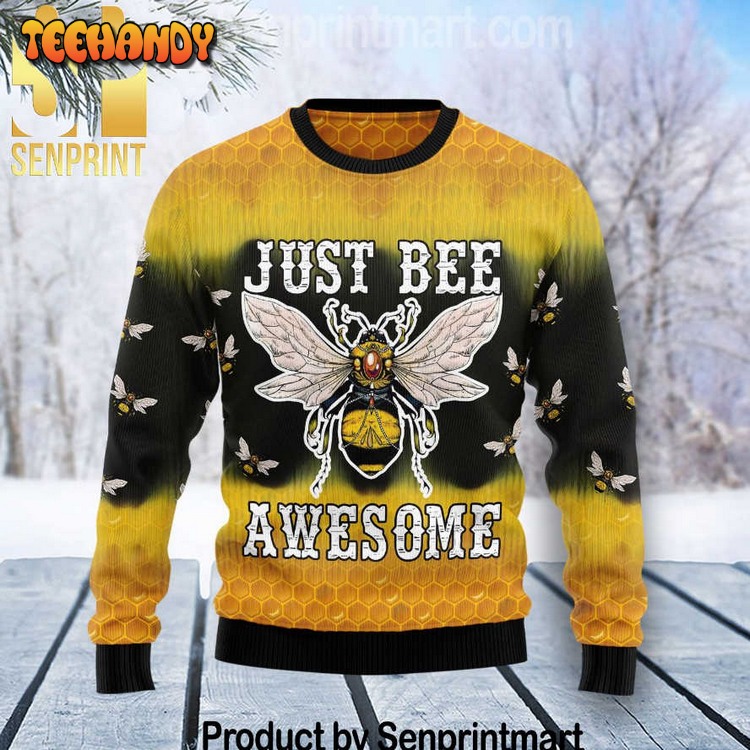 bee tie dye chirtmas time wool knitted ugly sweater 8qb5g