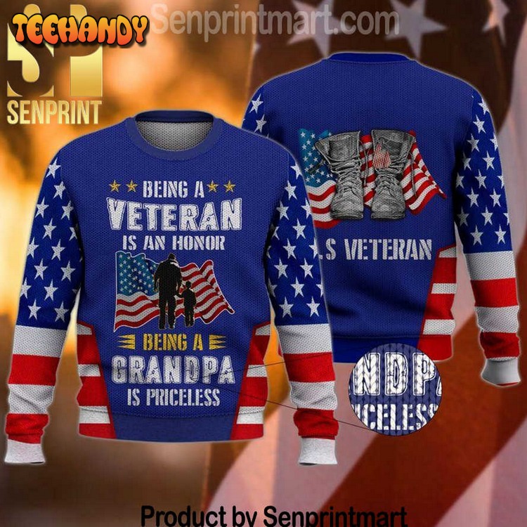 being a veteran is an honor chirtmas time wool knitted ugly xmas sweater pixzh