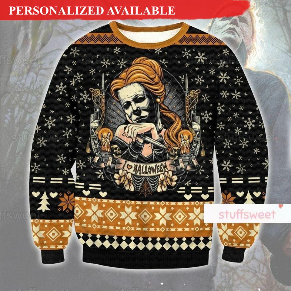 belle horror christmas ugly sweater 4254