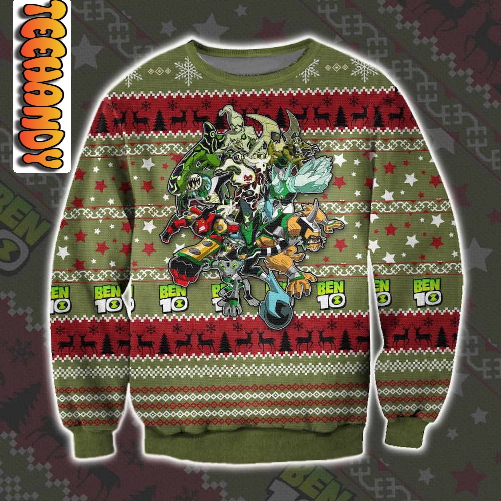 ben 10 aliens assemble ugly christmas sweater33414