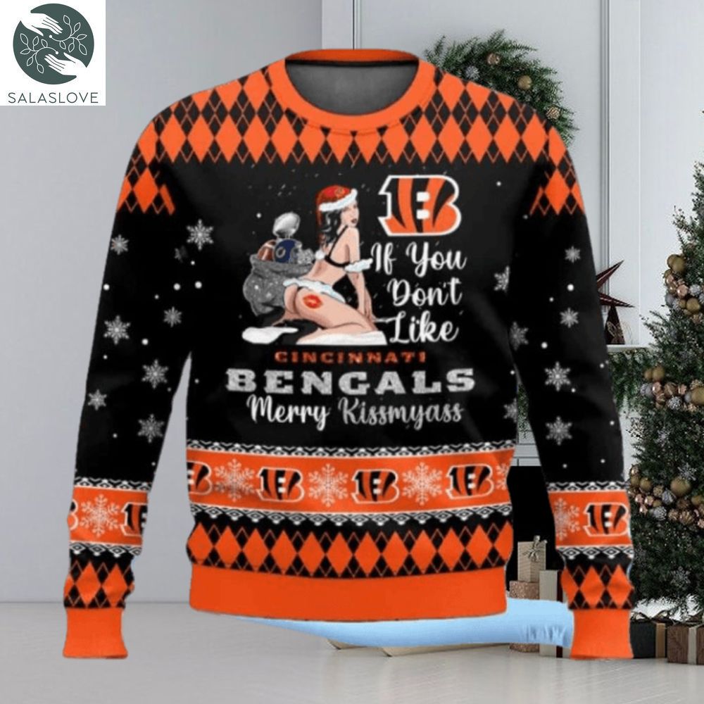 bengals football merry kissmyass ugly christmas sweater 1 nlzmtq