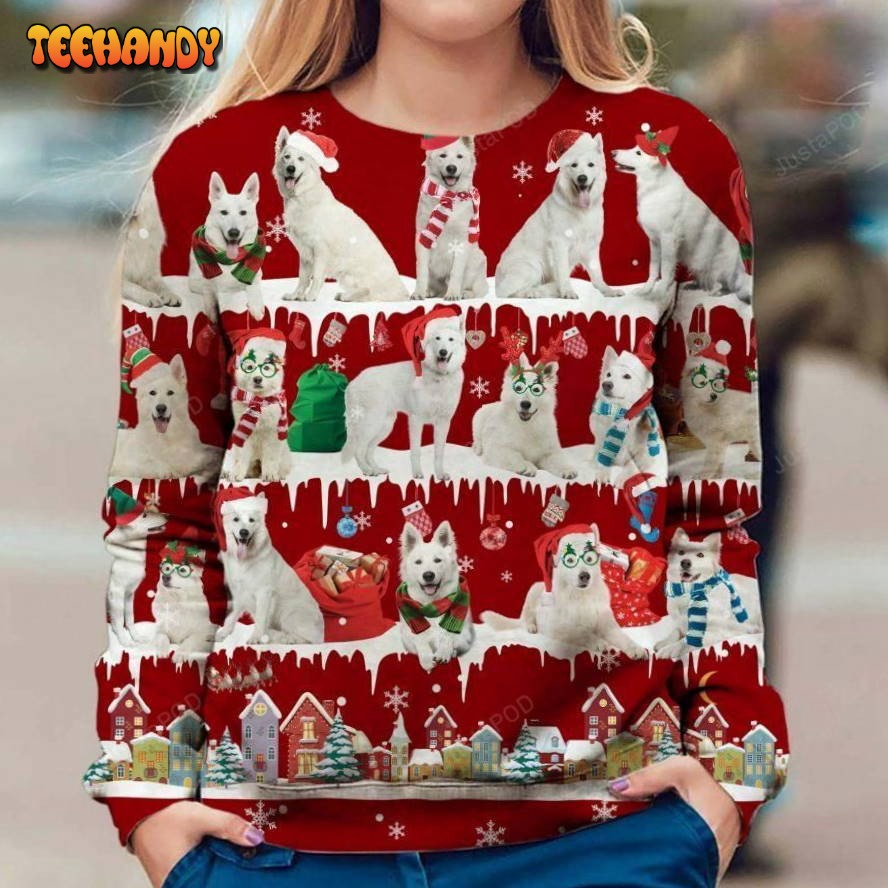 berger blanc suisse snow christmas ugly sweater ugly sweater e1lk4