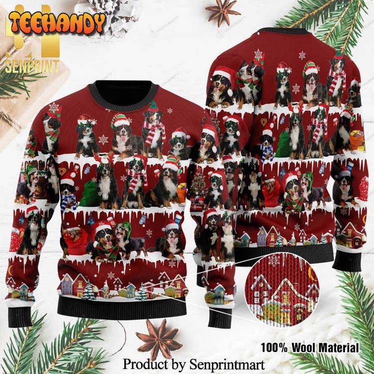 bernese mountain dog knitted ugly christmas sweater ib4dx