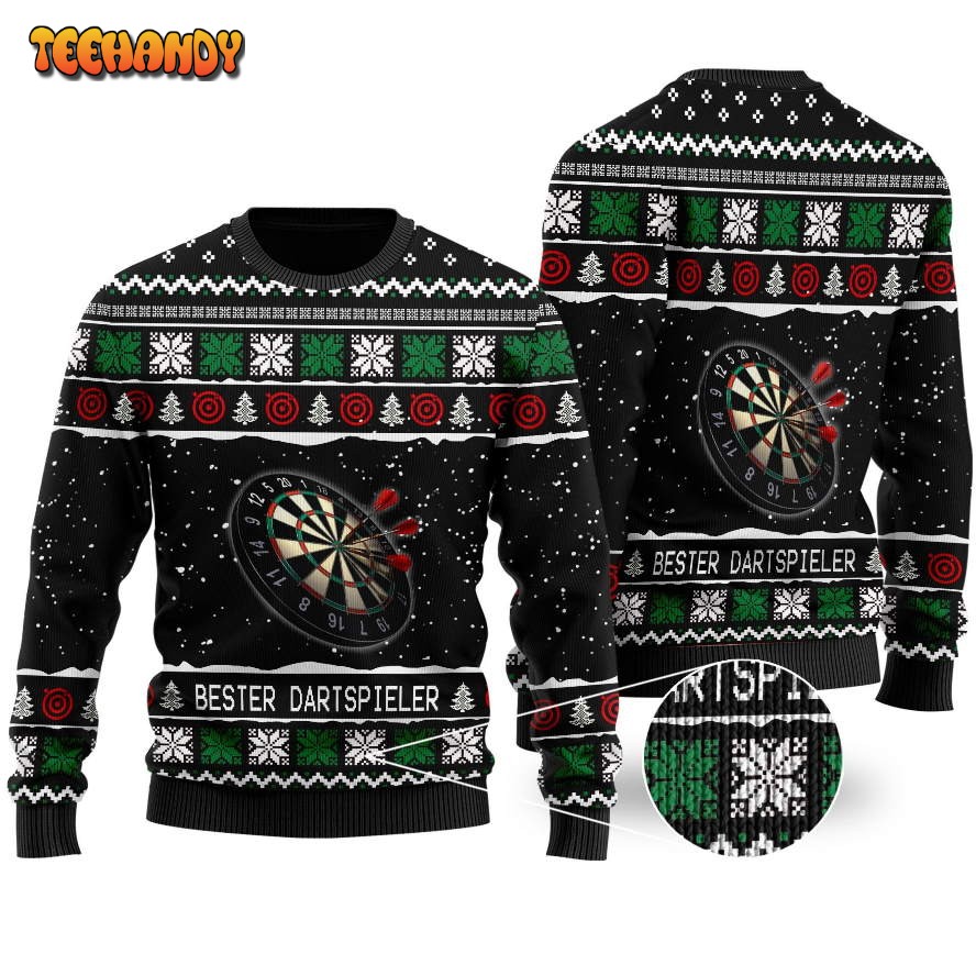 bester dartspieler with christmas patterns for darts sport lovers sweater nlovc