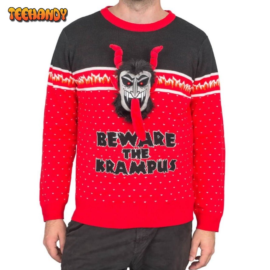 beware the krampus for unisex ugly christmas sweater ugly sweater llji6