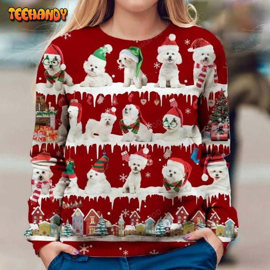 bichon frise dog christmas ugly sweater ugly sweater isrid