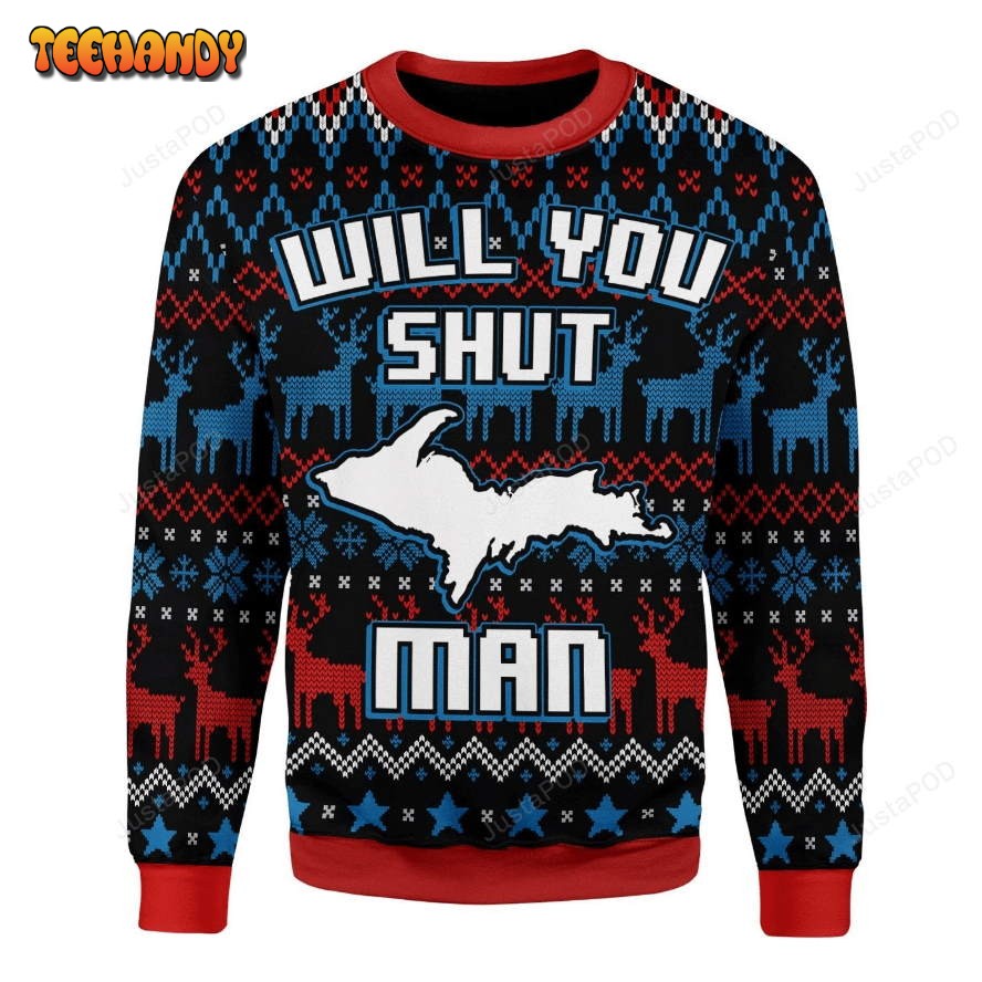 bidden will you shut man ugly christmas sweater ugly sweater p1yix