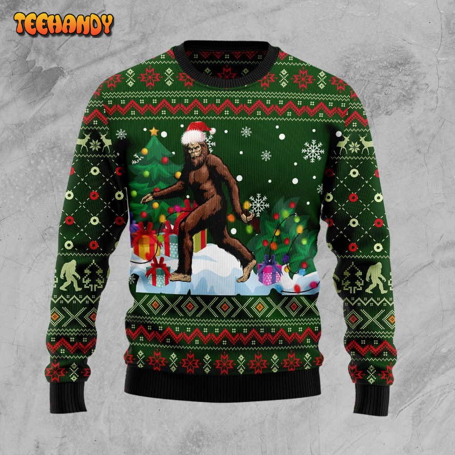 big foot xmas d0110 ugly christmas sweater unisex womens mens sweater chy00