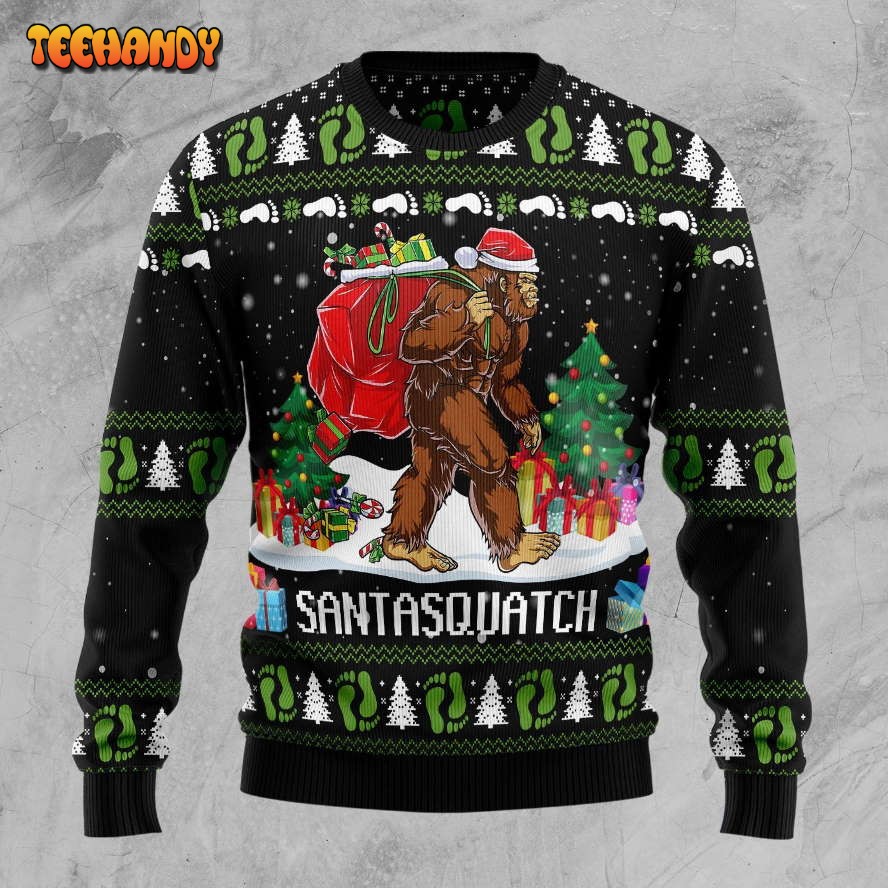 bigfoot santasquatch ugly christmas sweater all over print sweatshirt sx5j3