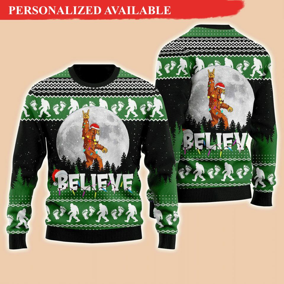 bigfoot believe christmas sweater ugly christmas sweater 5752