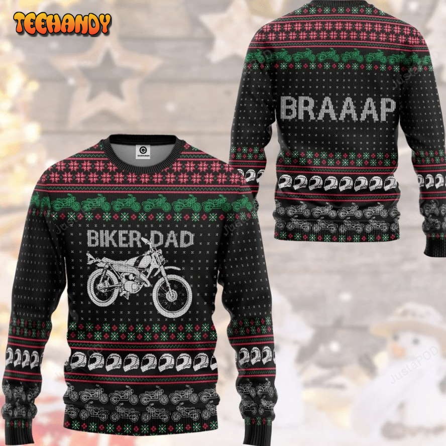 biker dad ugly christmas sweater all over print sweatshirt ugly sweater p0t4g