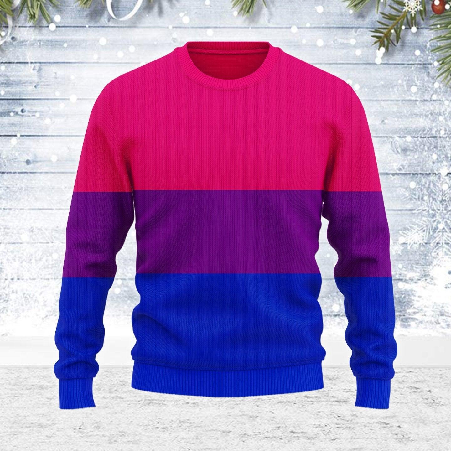 bisexual flag ugly christmas sweater gearhomie com 1