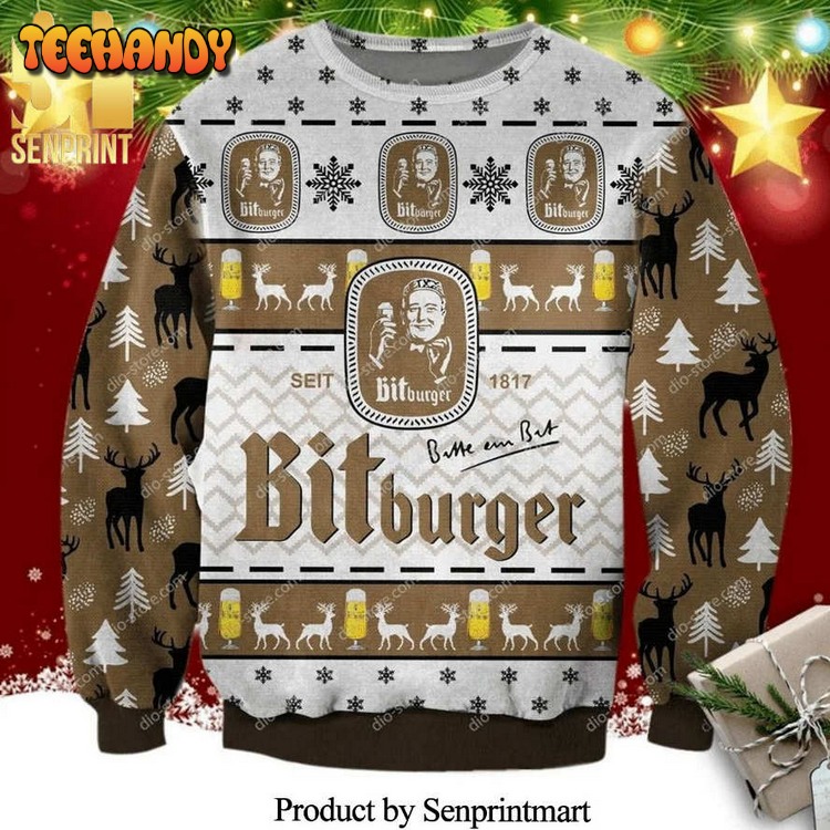 bitburger alcohol premium knitted ugly christmas sweater rdi3c