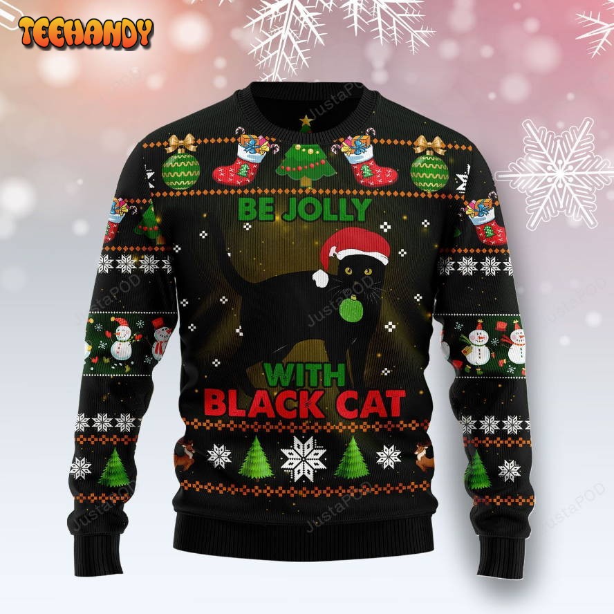 black cat be jolly ugly christmas sweater ugly sweater christmas sweaters 4l8az