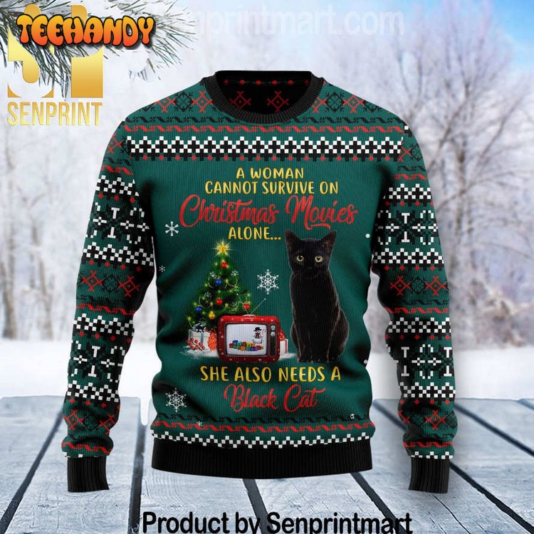 black cat christmas movie ugly xmas sweater jqfii