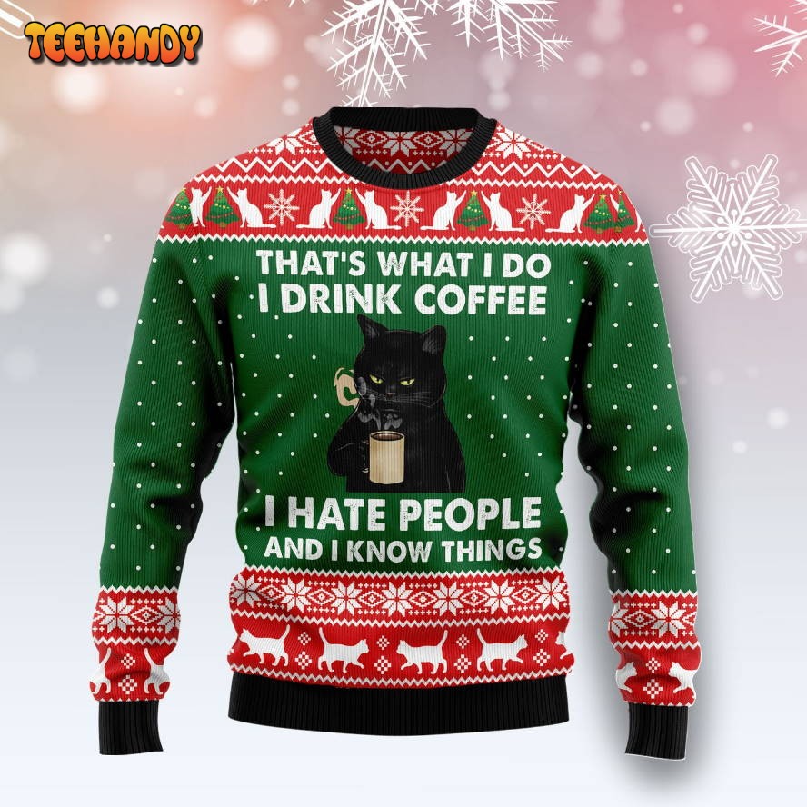 black cat drink coffee g51022 ugly christmas sweater unisex n1dny