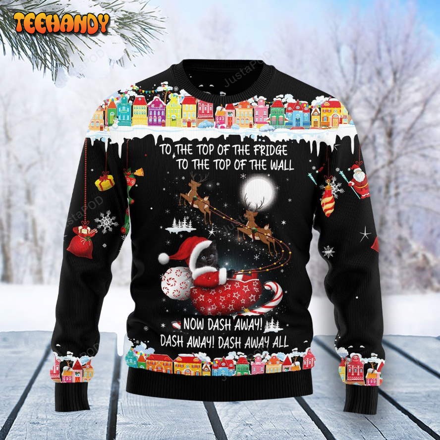 black cat sleigh christmas ugly christmas sweater ugly sweater xgd3f