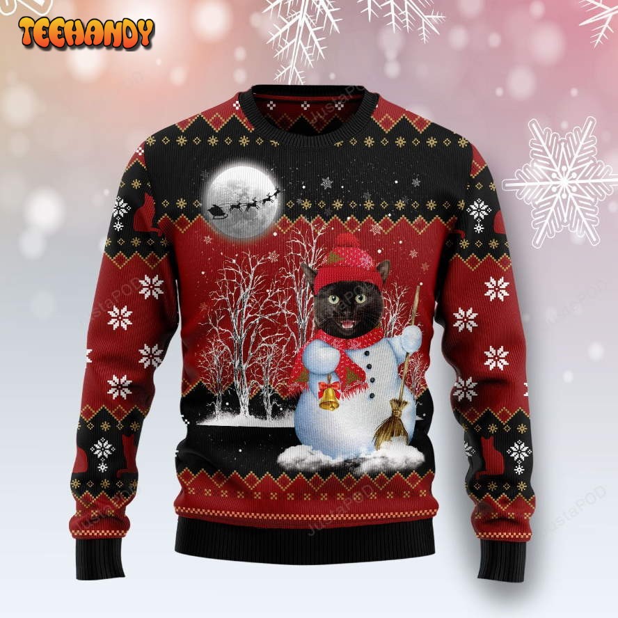 black cat snowman ugly christmas sweater ugly sweater christmas sweaters jt9da