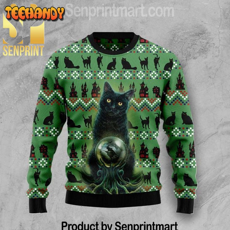 black cat xmas gifts wool knitted ugly xmas sweater 6i51k