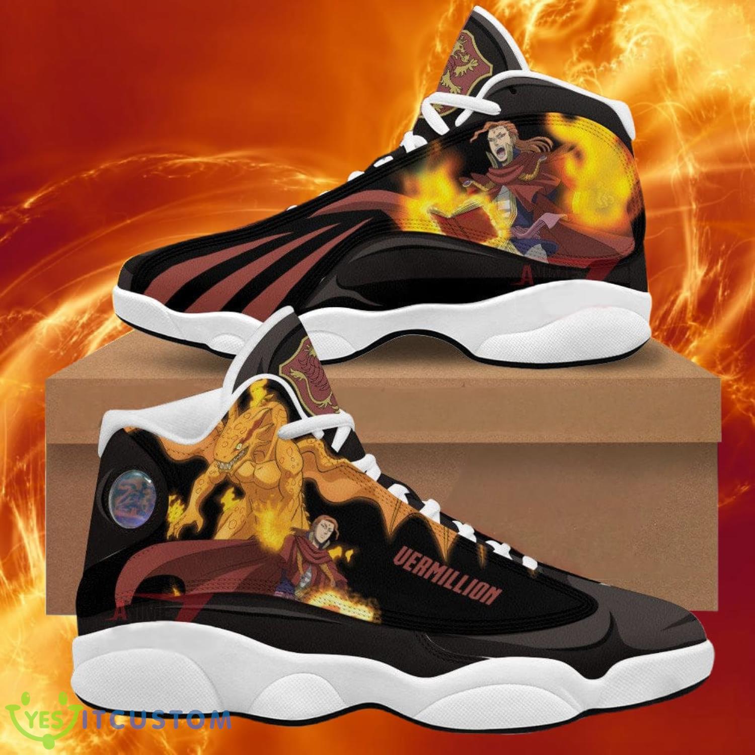 black clover air jordan 13 sneakers fuegoleon vermillion black bull anime shoes gift for fans