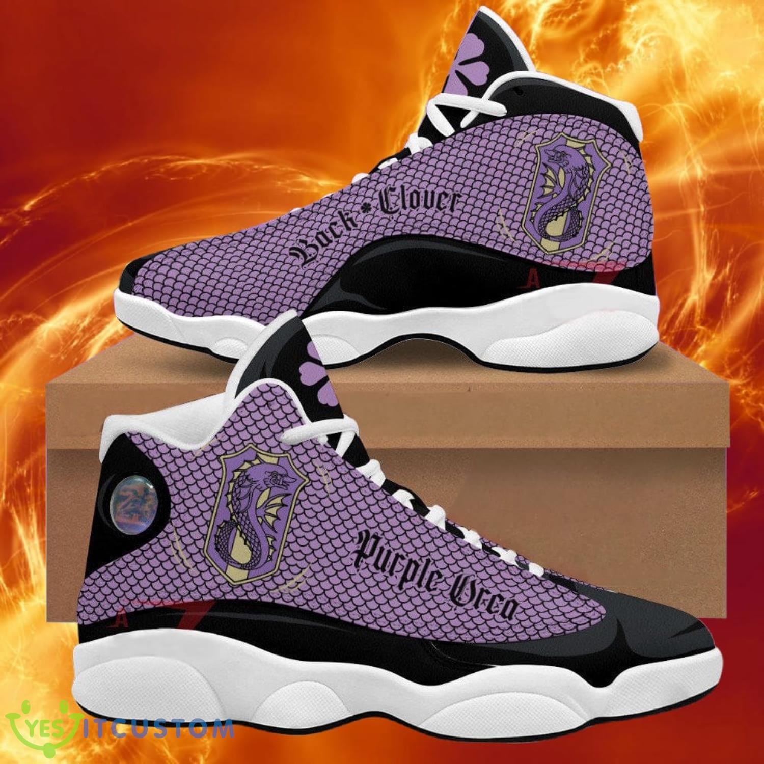 black clover purple orca air jordan 13 anime shoes gift for fans