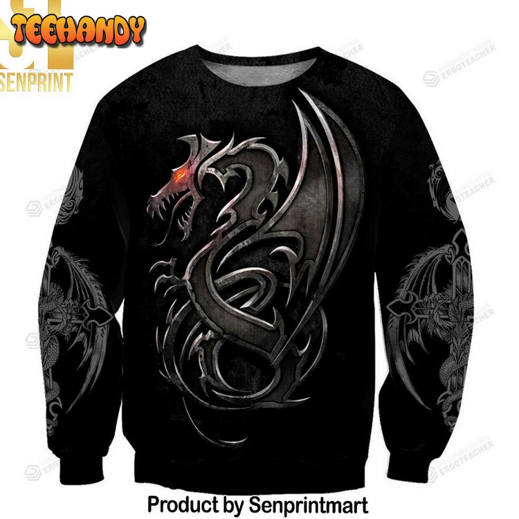 black dragon for christmas gifts ugly xmas sweater zsk8e