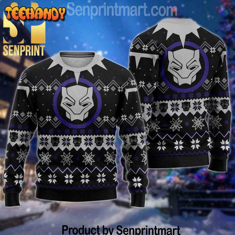 black panther holiday gifts wool knitting ugly xmas sweater xuykk