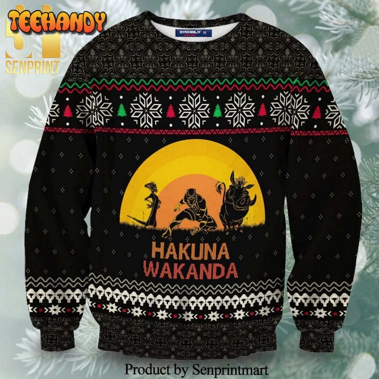 black panther lion king hakuna wakanda knitted ugly xmas sweater wnlsh