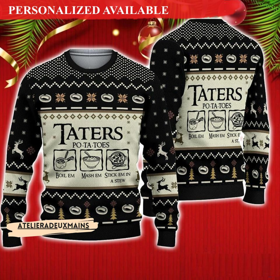 black taters potatoes christmas ugly sweater 2629