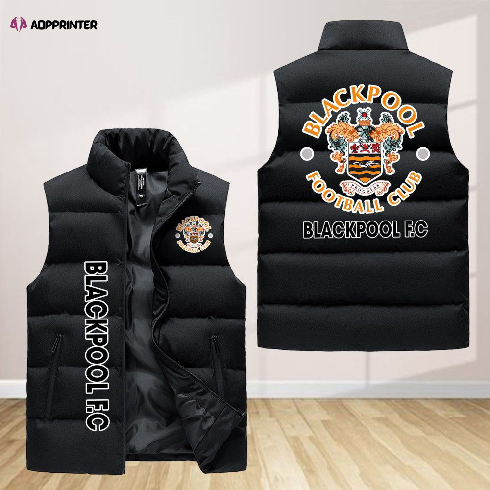 blackpool f c sleeveless puffer jacket custom for fans spj0175