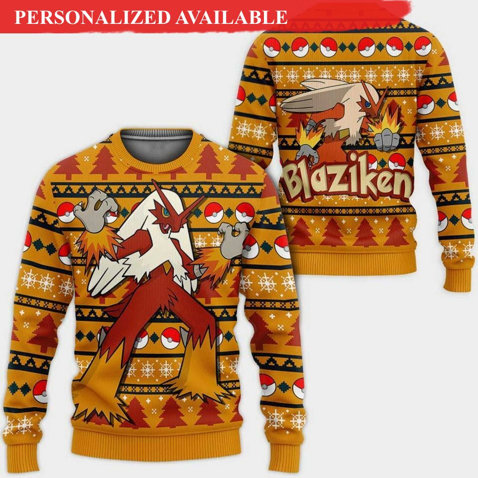 blaziken pkm ugly christmas sweater 3d sweater 5946