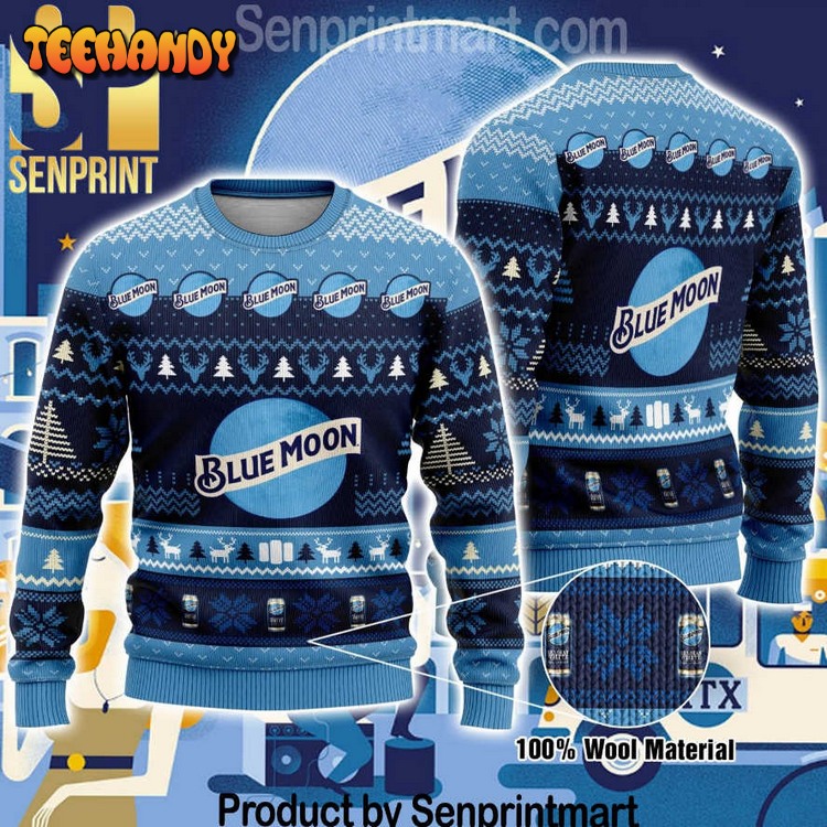 blue moon beer holiday gifts full print wool knitted ugly xmas sweater udqcx