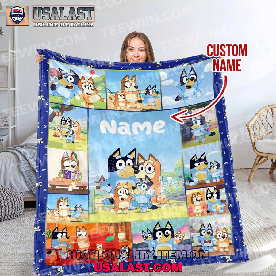 bluey family high quality custom name fleece blanket 1 sNtDm